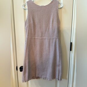 LOFT Pink and Blue Houndstooth Dress